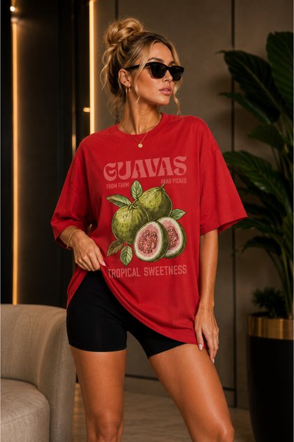 Premium Guavas Printed Oversize Women's T-Shirt Cotton Oversize T-Shirt
