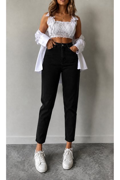 Julia Milano New Season İvan Queen Jeansworld Black High Waist Mom Jean Comfort Lycra Jeans (2026)
