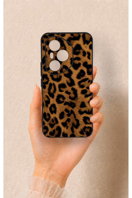 Honor 400 Pro Compatible Dark Leopard Leather Pattern Silicone Case