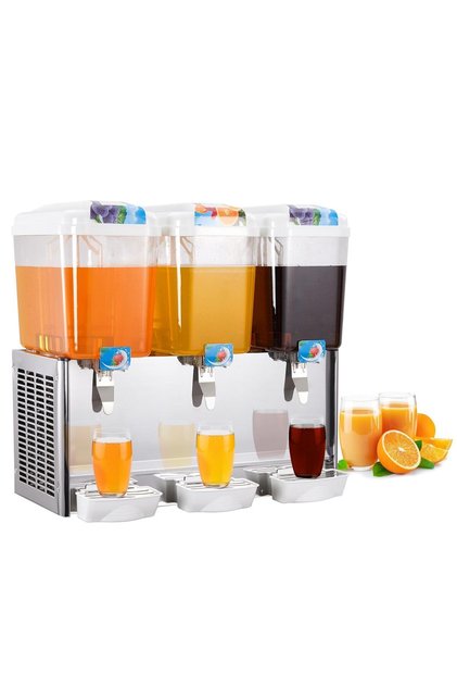 Commercial Beverage Dispenser with 3X18L Dual Tank Iced Tea Machine - Stainless Steel Design, 512W Power, Perfect for Restaurants, Hotels, Parties, and Events