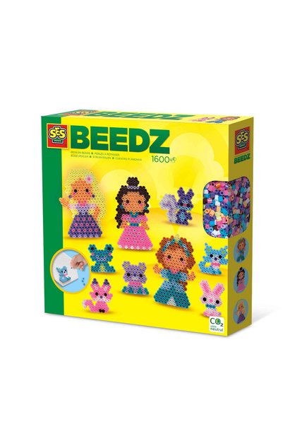 Set de artizanat, SES Creative, 1600 margele, Cu animale si printese, Multicolor