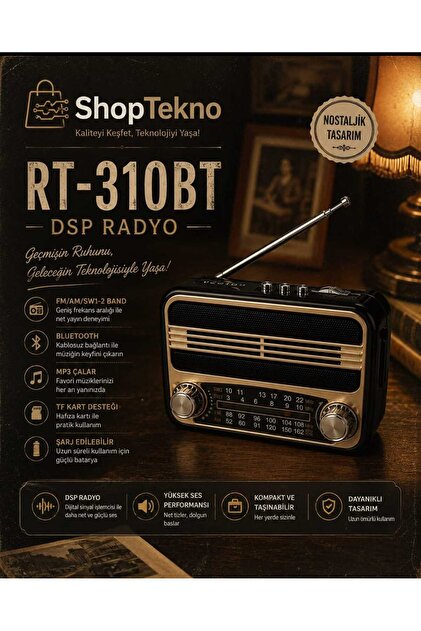 Nostaljik Bluetoothlu Retro Sunumluk Taşınabilir Radyo Müzik Kutusu