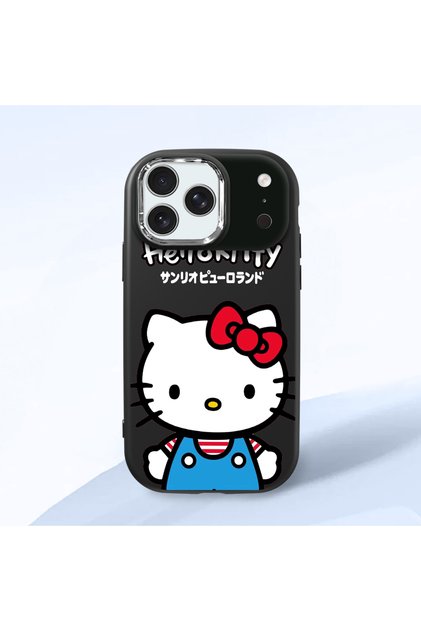 iPhone 17 Pro Max Compatible Case with Camera Protector Black Silicone Couple Phone Case with Kitty Pattern