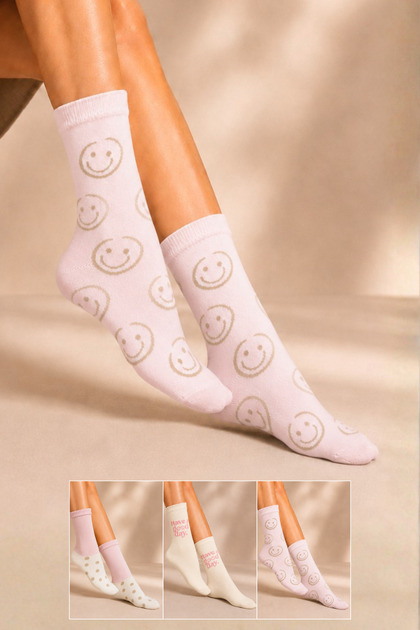 Women's Cotton Patterned Socks Multi-Colored 3-Pack