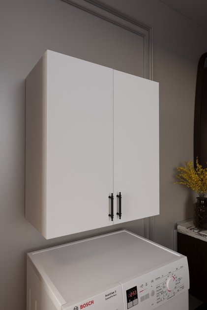 Zambak Çok Amaçlı Çift Kapaklı Çamaşır Makinesi Üstü Dolap Banyo Düzenleyici Dolap