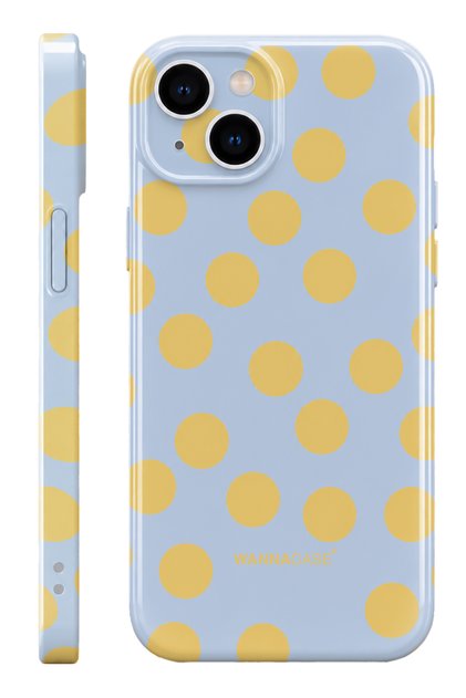 iPhone 15 Yellow Polka Dot Essential Slim Full Coverage Glossy Print Hard Phone Case with Camera Protection