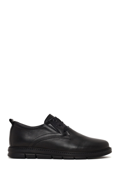 Men's Black Lace-Up Leather Casual Shoes Wm828008Dv