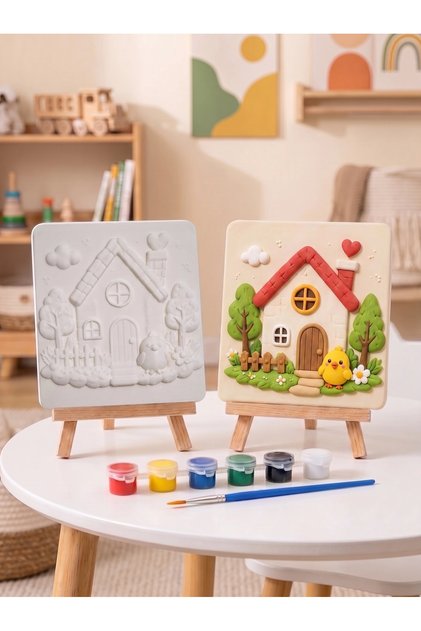 15x15 Sevimli Ev Taş Boyama Seti – Çocuk ve Yetişkin Hobi Kiti