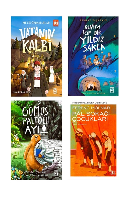 5-6-7 ve 8.Sınıf Okuma Vatanın Kalbi Benim İçin Bir Yıldız Sakla Gümüş Paltolu Ayı Pal Sokağı Çocukları 4 Kitap