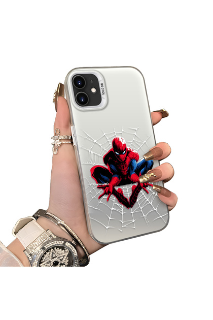 iPhone 12 Mini Compatible Silicone Edge Hard Back Case Couple Phone Case Spiderman Patterned