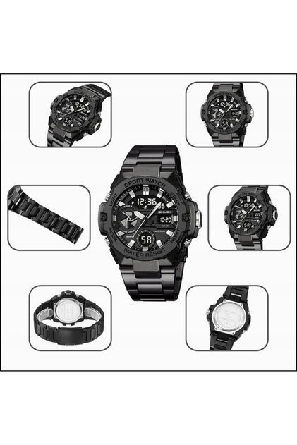 Ceas bărbătesc skm.124041b.mn electronic, argintiu, cu brățară neagră