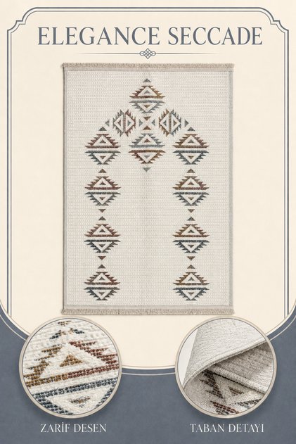 Elegance Seccade Velvet Soft Textured Premium Prayer Mat 80X120 | White Luxury Prayer Rug