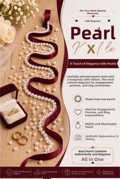 Pearl Ring Ribbon Satin Ribbon with Pearl Detail for Promise and Engagement Ceremonies 1 Piece