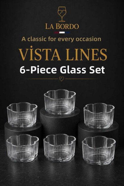 Vista Lines Crystal Glass Presentation Bowl | 6 Pieces