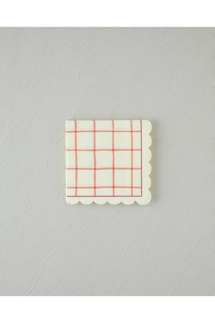Retro Gingham 20'li Kağıt Peçete 33x33 cm Krem
