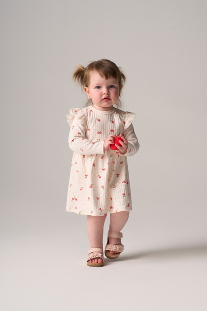 Antique Rose Printed Baby Girl and Children's Dress 100% Cotton