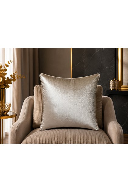 Exclusive Ithal Atlas Vizon Renk Kırlent Kılıfı 43x43 cm