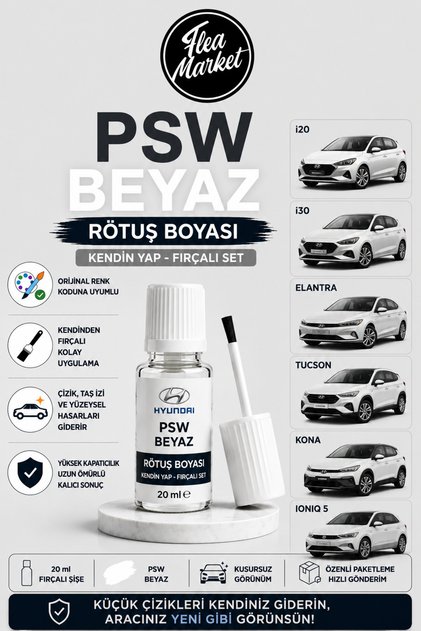 HYUNDAI - مزيل آثار الخدوش PSW أبيض متوافق مع طلاء إعادة الطلاء بالفرشاة DIY 20 مل