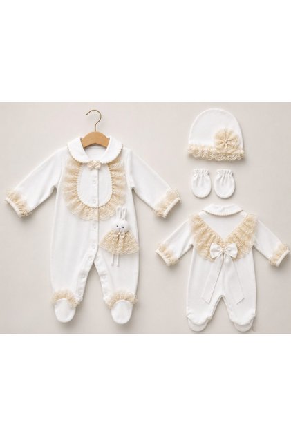 Lace booties baby girl romper
