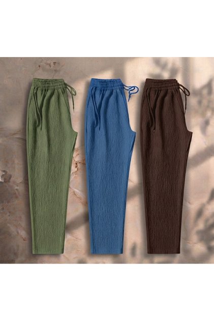 Summer Bürümcük Fabric Green Blue Brown Sweatpants (35% Cotton 65% Polyester)