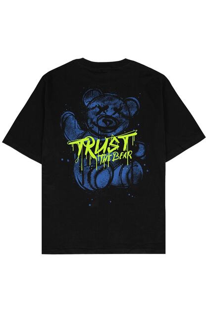 Tricou unisex oversize negru Trust The Bear