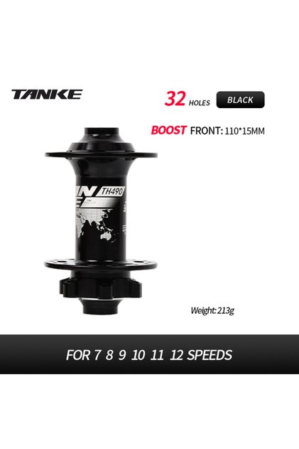 6-bolt 32H Black Front TANKE-Boost 12x148,15x110,Aluminum Bicycle Hub,32 Holes 120 Clicks 4Bearing M