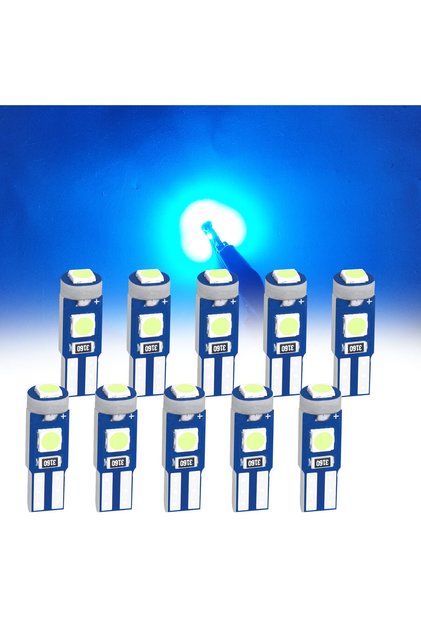 ICE BLUE High Brightness 3030 Chips 10Pcs of T5 Led Bulb W3W W1.2W Play and Plug Car Interior Lights