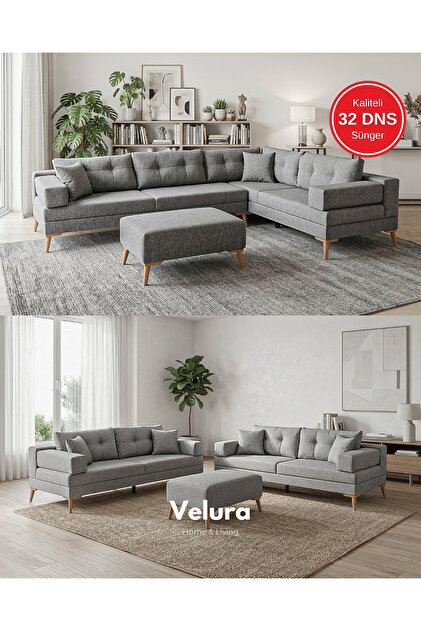 Velura Home & Living Zeri (Pufsuz) Yataklı Puzzle Modüler Köşe