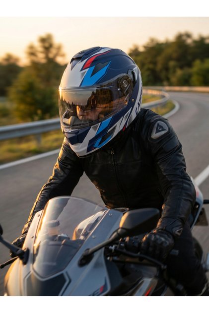 VENTO Premium Çene Açılır Kask Güneş Vizörlü Mat Mavi Gri ECE 22.06 Sertifikalı