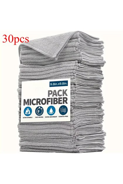 Grey 30pcs 25X25cm 5/10/20pcs Kitchen Towel, Ultra-fine Fiber Light Gray Cleaning Cloth Set, Absorbe