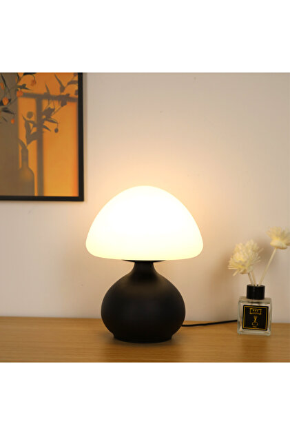 Warm White black 1pc USB Mushroom LED Desk Lamp with Three Color Dimming, Suitable for Bedroom/Desk/