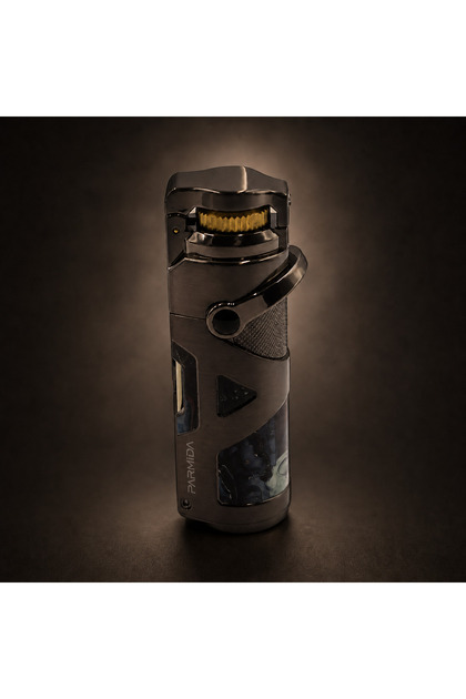 Parmida Tek Torch Pürmüz Gunmetal-Mavi Desenli Metal Puro Çakmağı