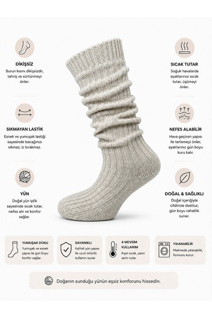 Socks Stone Color Women's Wool Knee-High Socks