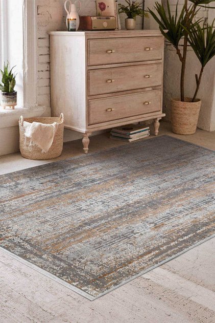 Premium Harmony Viskon Modern Halı 21023 Koyu Gri