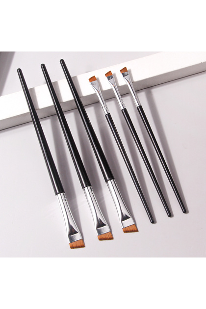 6Pcs Black silver 6 Pcs Popular Eye Makeup Brush High-End Ultra-Fine Thin Bevel Brush Eyeliner Brush