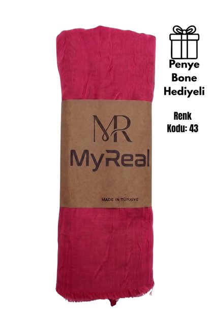 Bamboo Kraş Shawl Candy Pink - Non-Ironing Natural Texture (90X200 cm)