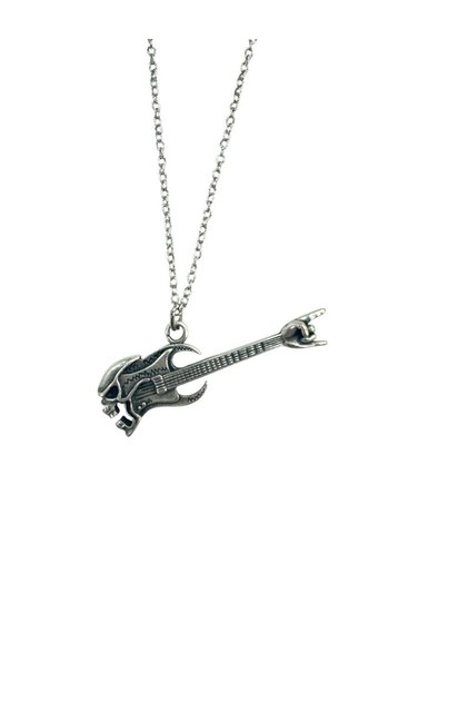 Bass Guitar Musical Instrument Necklace – Metal Zamak Plated, 60 cm Chain