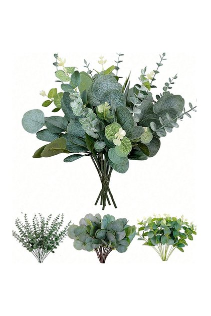 9Pcs 1 3/6/9Pcs Eucalyptus Artificial Plant Bouquet Fake Plant for Home Bedroom Decor Garden Wedding