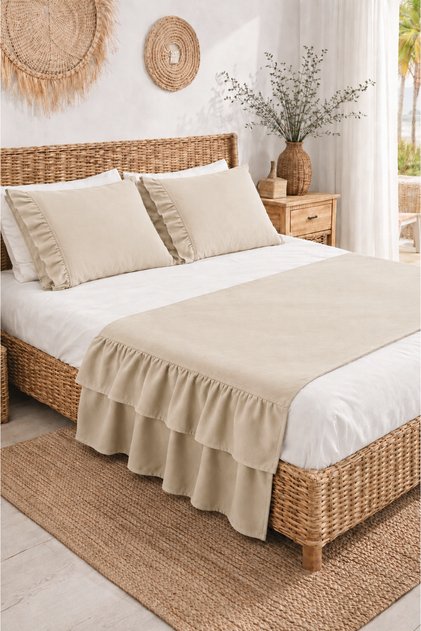 Poly Bed Runner Set Frilly 80X220 cm
