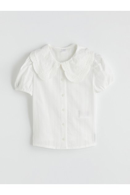 Peter Pan Collar Embroidered Girls' Shirt