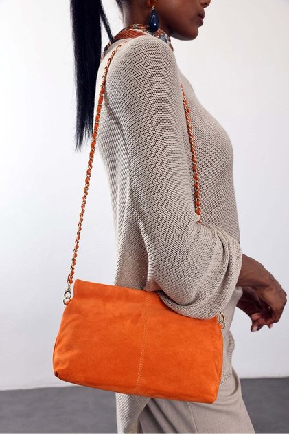 Orange Nice Suede Strap Clutch Bag 7990
