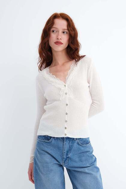 Lace V-Neck Knitwear Cardigan H261013