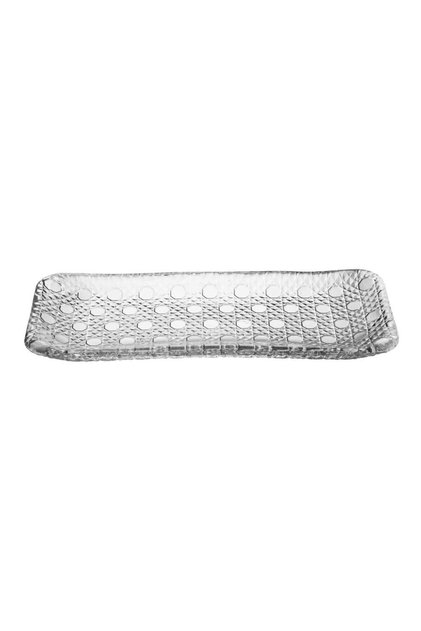 Rectangular Patterned Glass Serving Dish, 12 X 32.5 cm