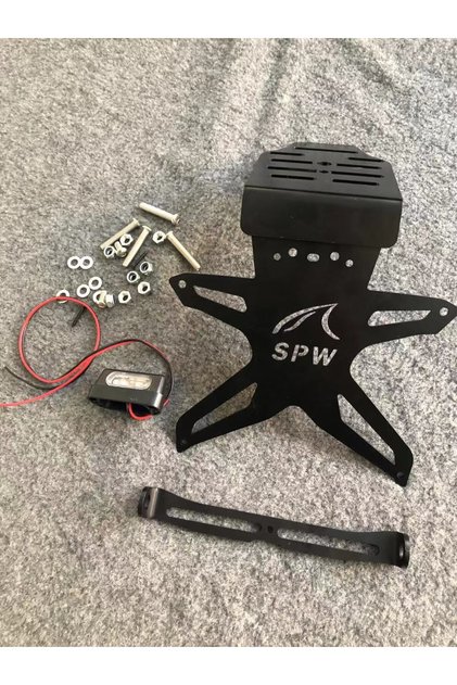 Сгъваем държач за регистрационен номер с магнит и LED светлина, CNC черен / за мотоциклет / скутер / ATV / универсален AYC3K