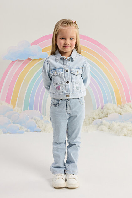 Kız Çocuk Denim Ceket 2 Yaş-6 Yaş Mavi