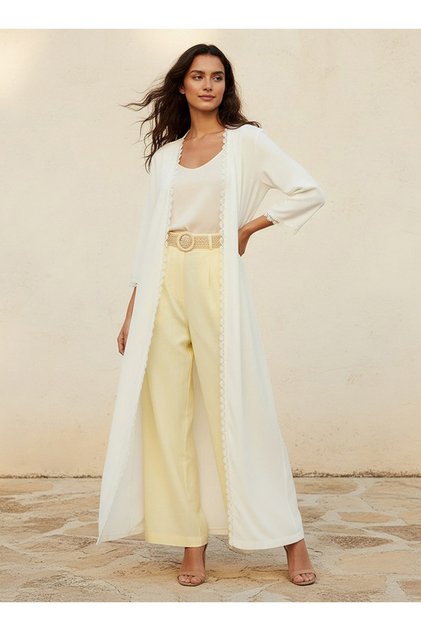 Longline Lace Trim Shrug