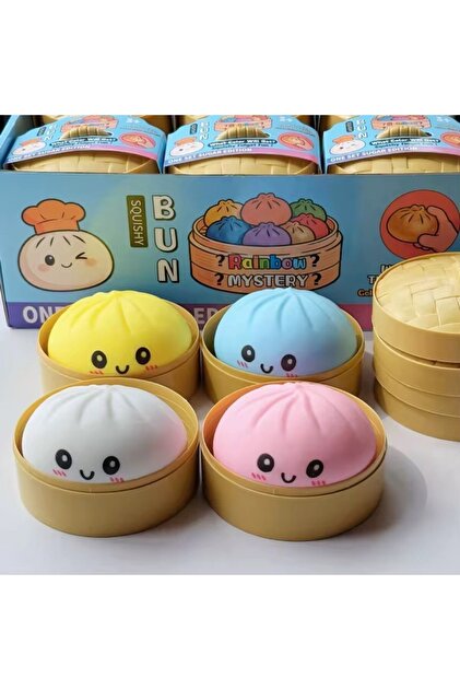 Jucărie antistres squishy tip gălușcă, model Coltunas Asiatic în suport tip aburitor, textură super-moale, jucărie senzorială fidget, culoare surpriză