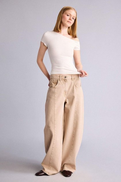 Barrel Fit High Waist Ankle-Tapered Loose Leg Jean Pants H7934Ax26Sm