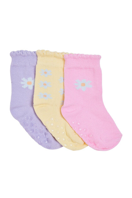 HelloBaby Kız Bebek 3lü Kaydırmaz Çorap Hayvan Baskılı