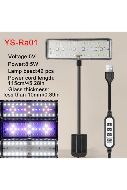 Ra01 USB Aquarium LED Light Fish Tank Adjustable Brightness Dimmable Timed 360° Rotatable Light Full
